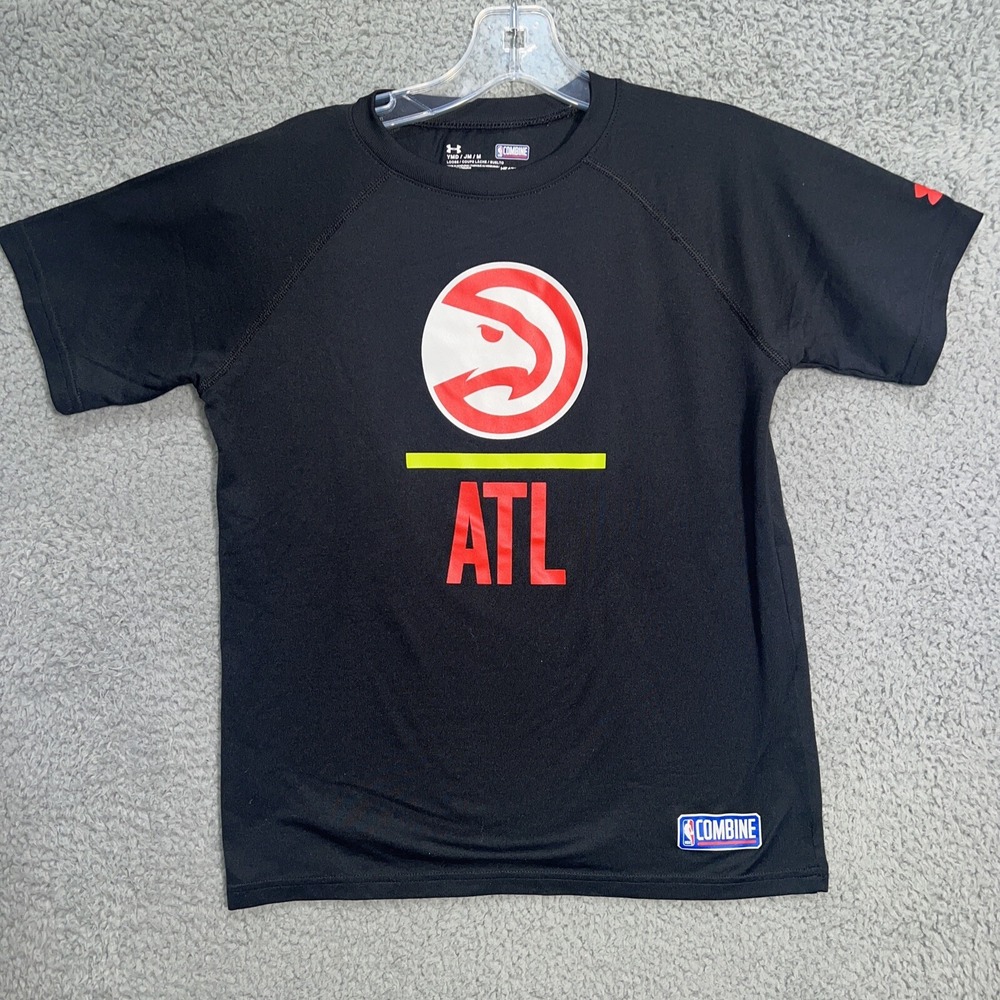 Under Armour Atlanta‎ Hawks T Shirt Youth Size M 10-12 Black NBA Basketball Tee